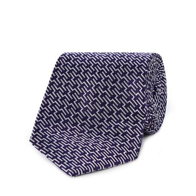 Purple mini fork print tie